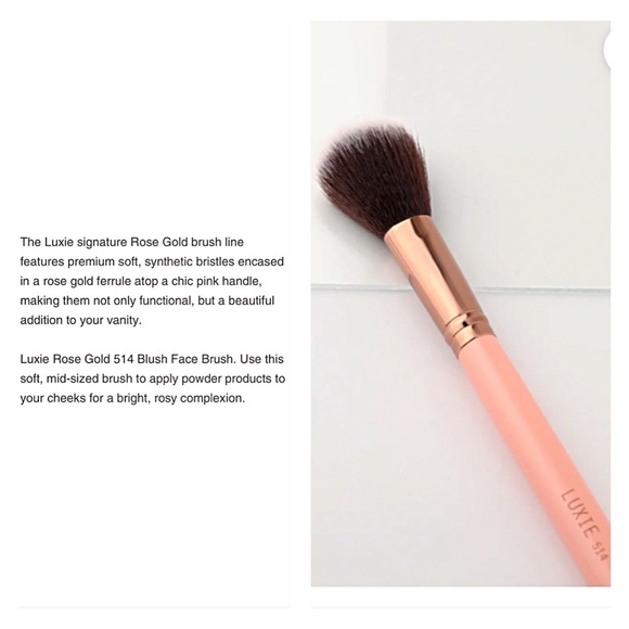 NEW LUXIE 514 BLUSH Makeup Brush ROSE GOLD SYNTHETIC Vegan Cruelty Free - Picture 6 of 7